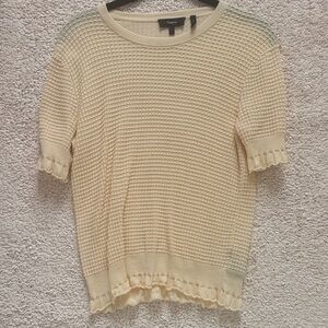 Theory Cream Textured Knit Top